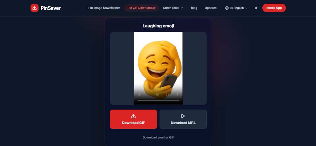 Result card displaying options to Download GIF or Download MP4